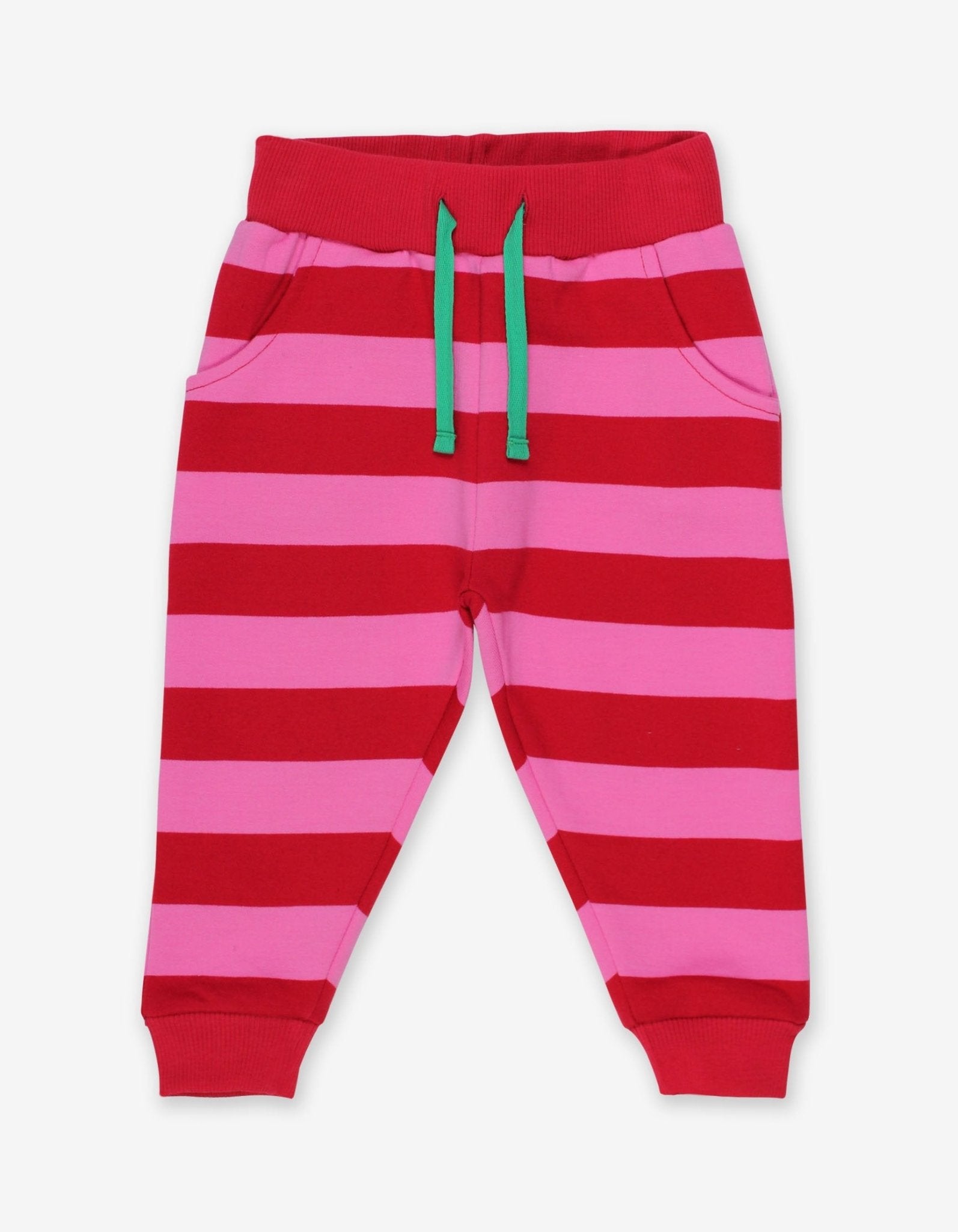 Toby Tiger Organic Joggers - Red & Pink Striped