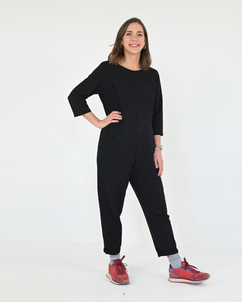 Journy Etta Jumpsuit - Maternity + Breastfeeding Friendly - Black French Terry - Baby&More