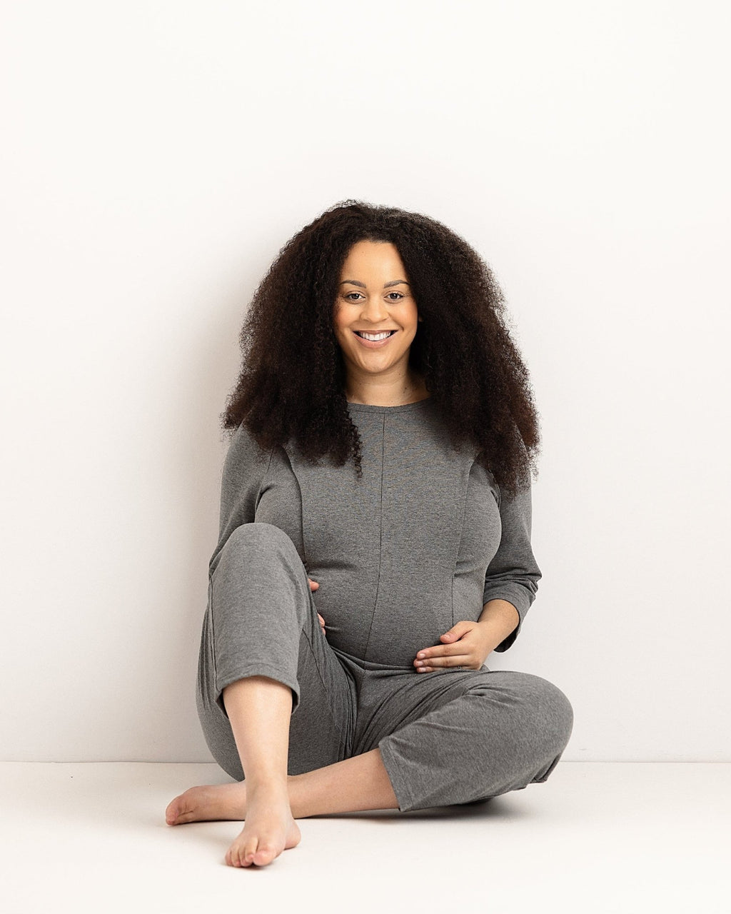 Journy Etta Jumpsuit - Maternity + Breastfeeding Friendly - Grey French Terry - Baby&More