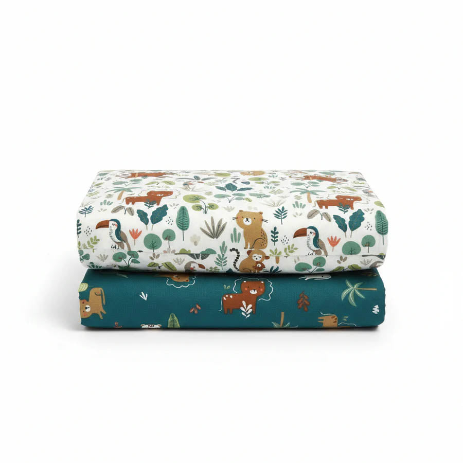 FORREST 3 Piece Organic Reversible Cot Bed Set - Jungle