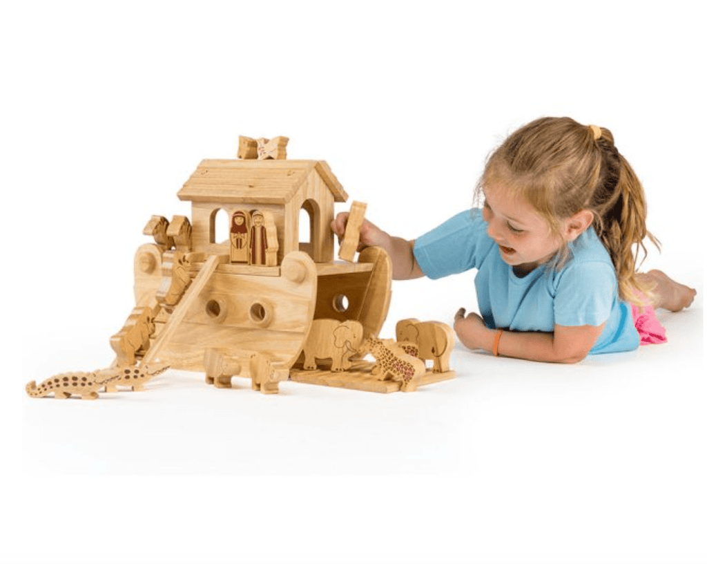 Junior Wooden Noah's Ark Playset - 18 Natural Characters - Baby&More