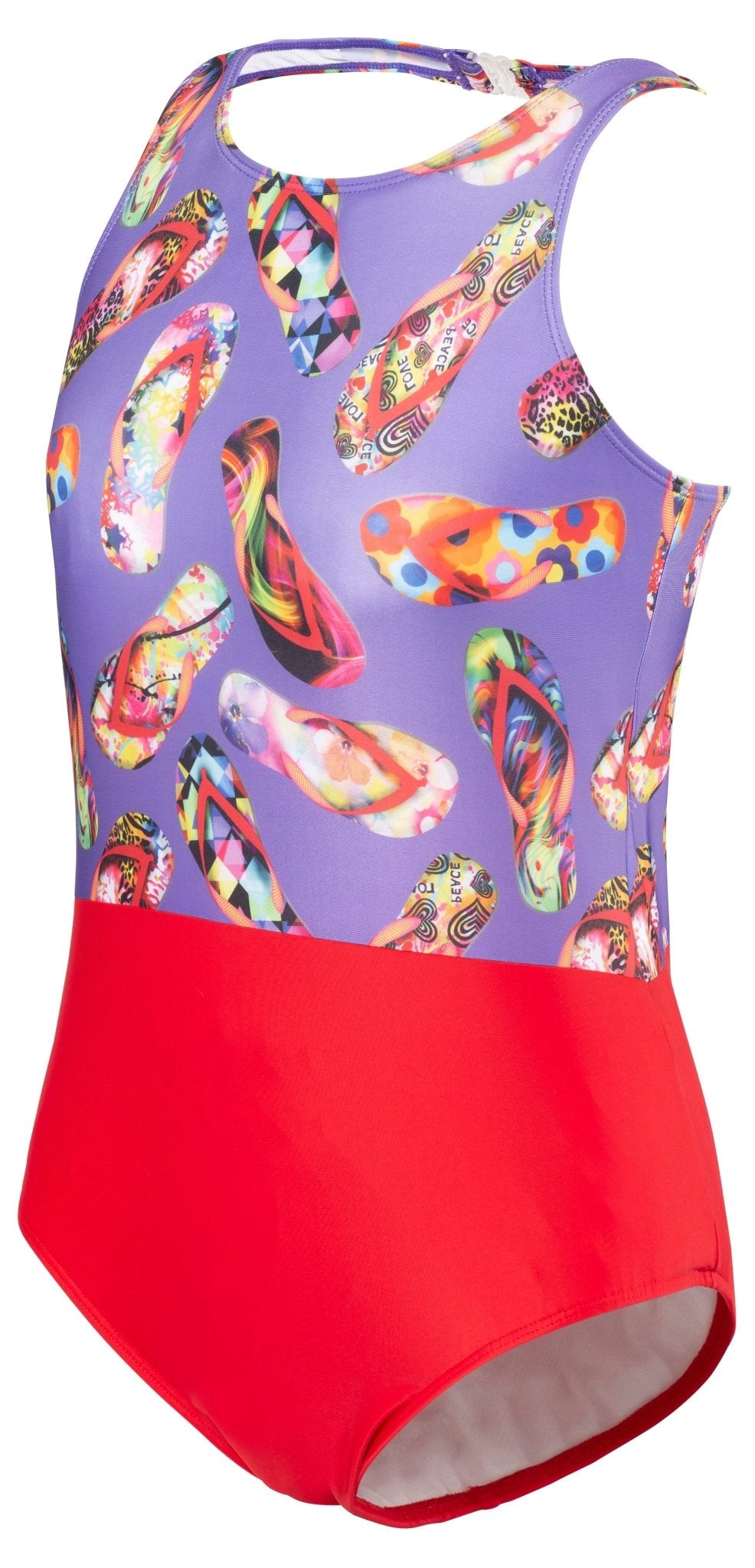 Kes-Vir™ Girls’ Incontinence Swimsuit – Flipflop Halterneck Damson/Rose - Baby&More