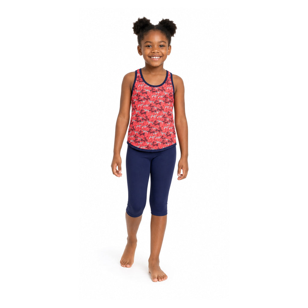Kes-Vir Girl's Zebra Incontinence Tankini with Leggings