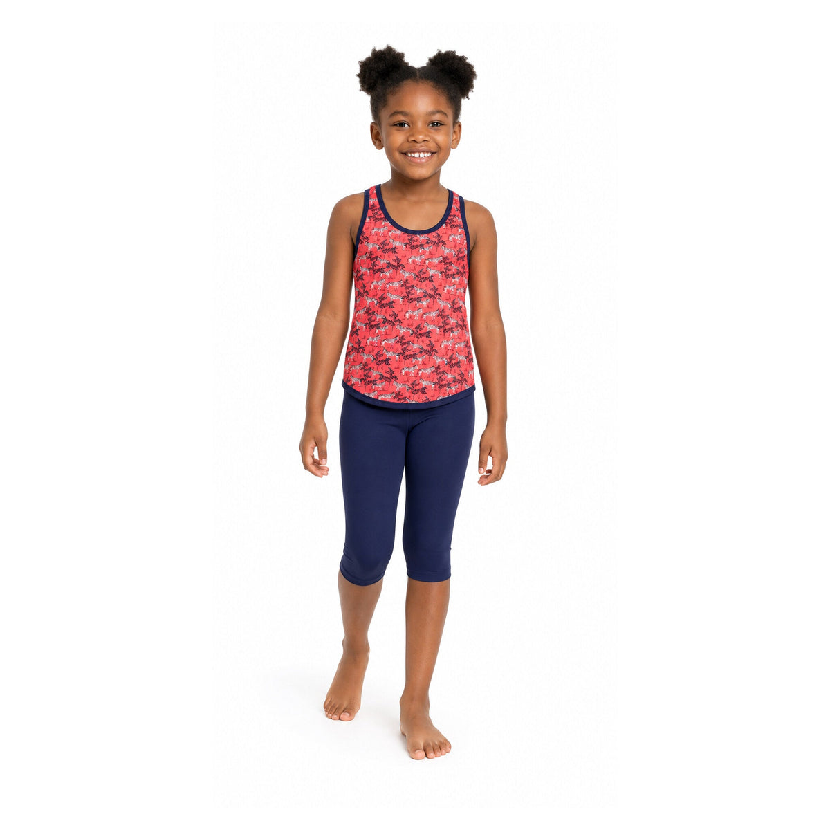 Kes-Vir Girl's Zebra Incontinence Tankini with Leggings