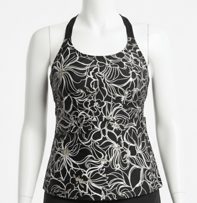 Kes-Vir Ladies Incontinence Tankini with Briefs - Black Floral - Baby&More
