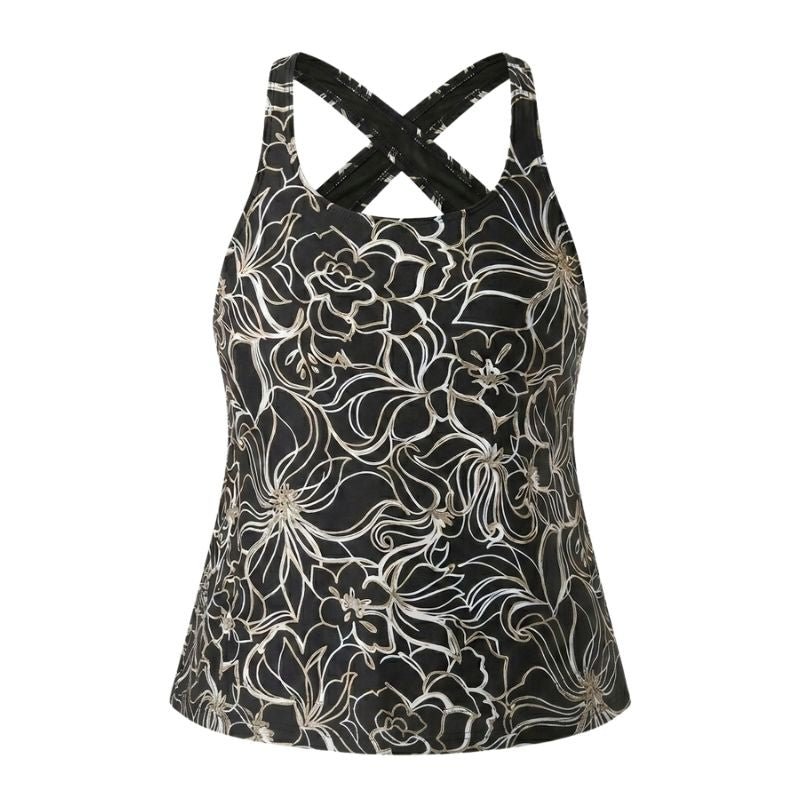 Kes-Vir Ladies Swim Top Black Floral - Baby&More