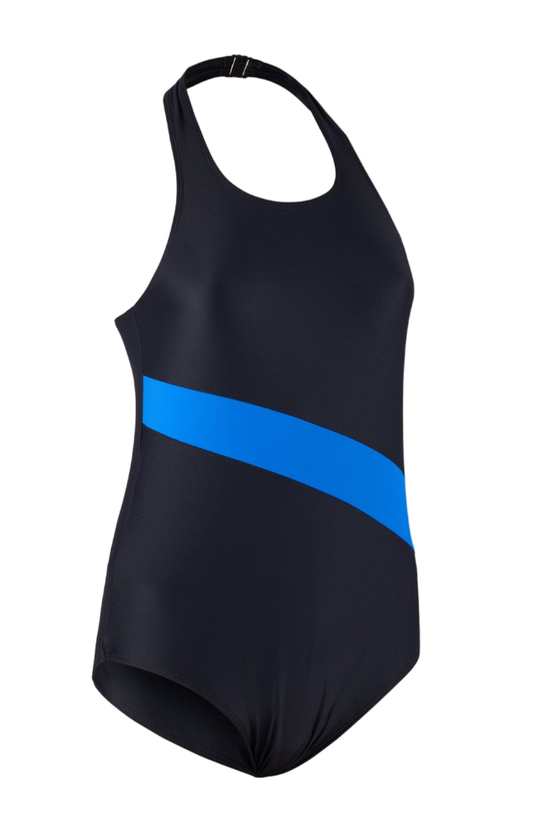Kes-Vir Girl's Halterneck Swimsuit in Black/blue - Eco