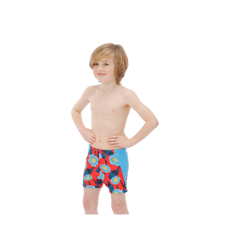 Kes-Vir Boy's Reusable Incontinence Swim Shorties – Floral Blue