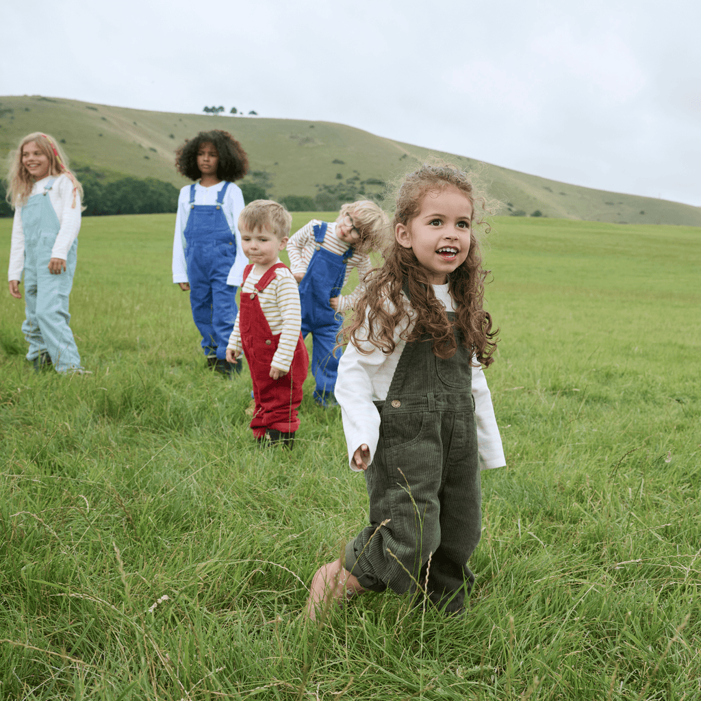 Dotty Dungarees Chunky Cord Dungarees - Khaki Green