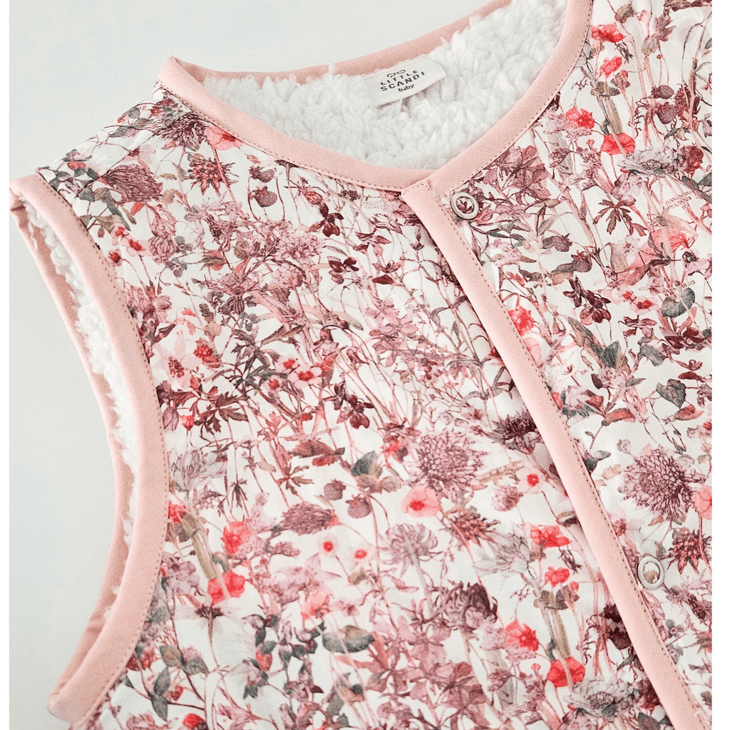 Little Scandi baby Kids Stylish Vest / Gilet - Pink Rosablomst
