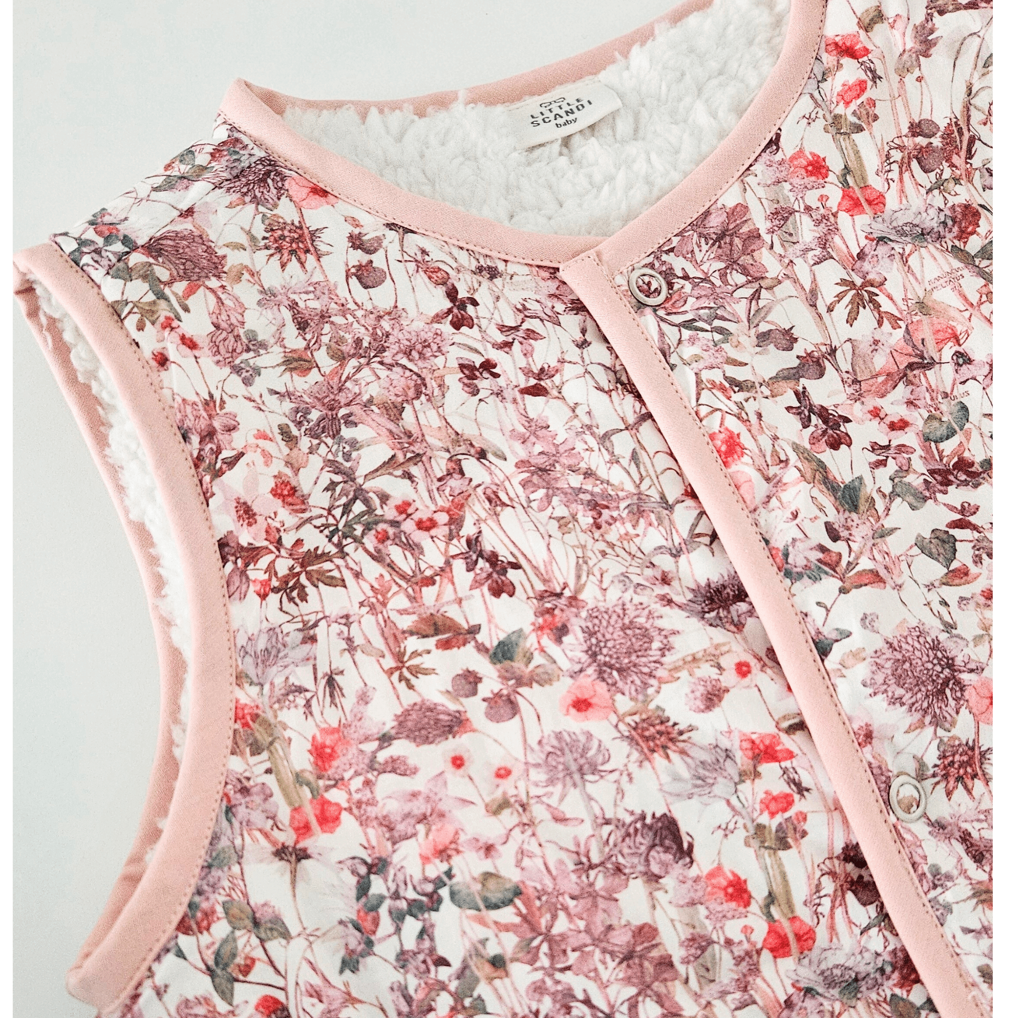Little Scandi baby Kids Stylish Vest / Gilet - Pink Rosablomst