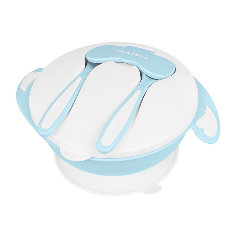 Kikka Boo Bowl 4 In 1 with Fork, Spoon, Bowl - Blue - Baby&More