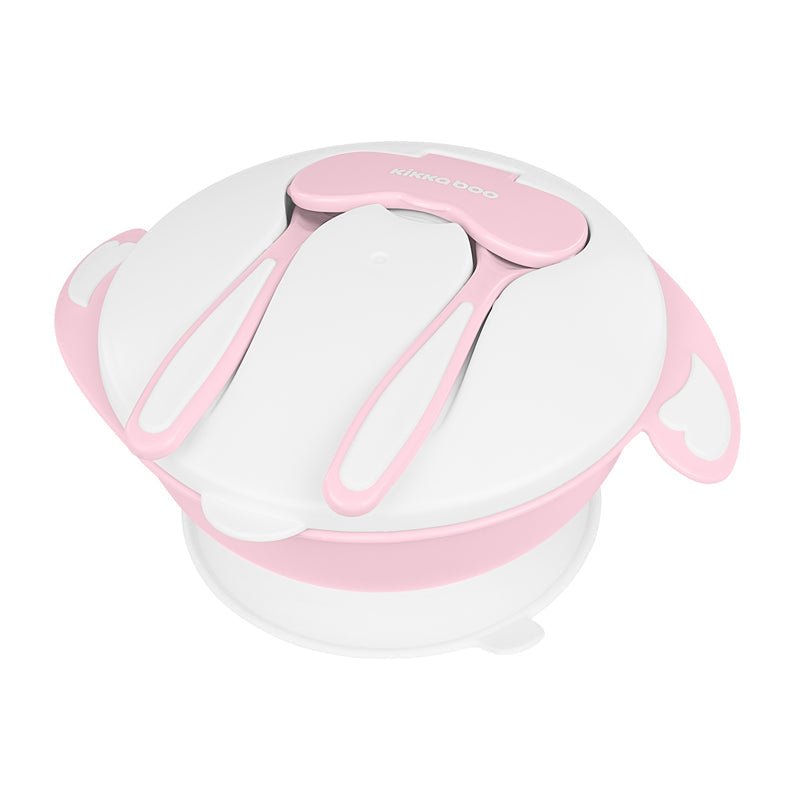 Kikka Boo Bowl 4 In 1 with Fork, Spoon, Bowl - Pink - Baby&More