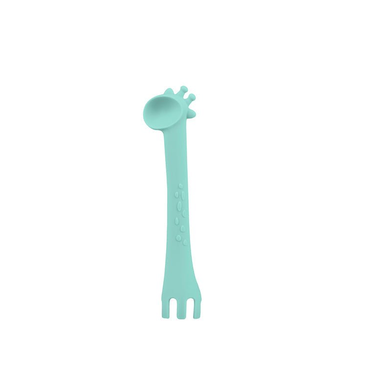 Kikka Boo Silicone Spoon With Fork End Giraffe - Blue - Baby&More