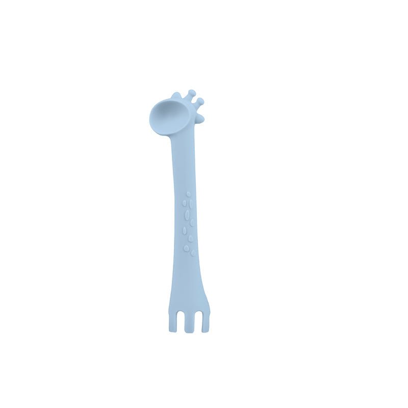 Kikka Boo Silicone Spoon With Fork End Giraffe - Blue - Baby&More