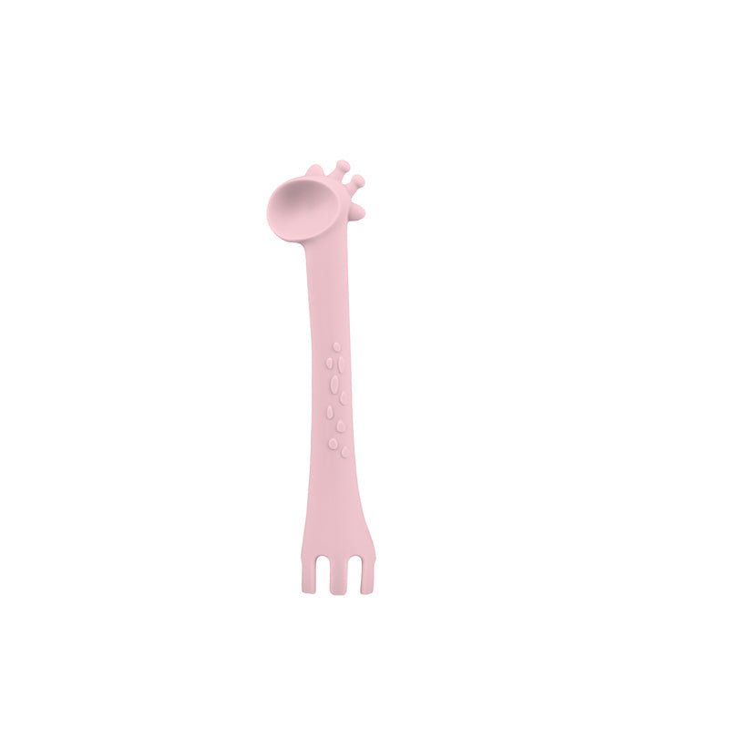 Kikka Boo Silicone Spoon With Fork End Giraffe - Pink - Baby&More