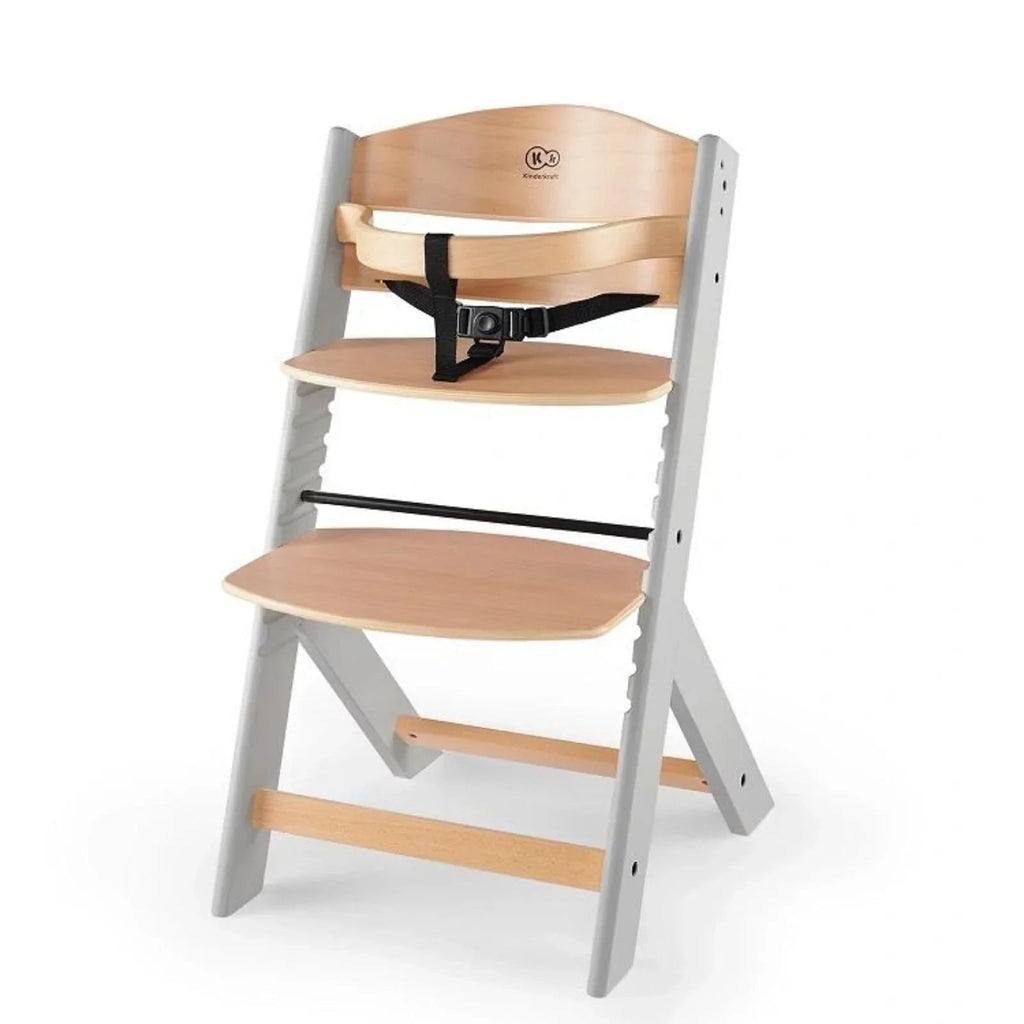 Kinderkraft Enock Wooden Highchair - Wooden / Grey - Baby&More