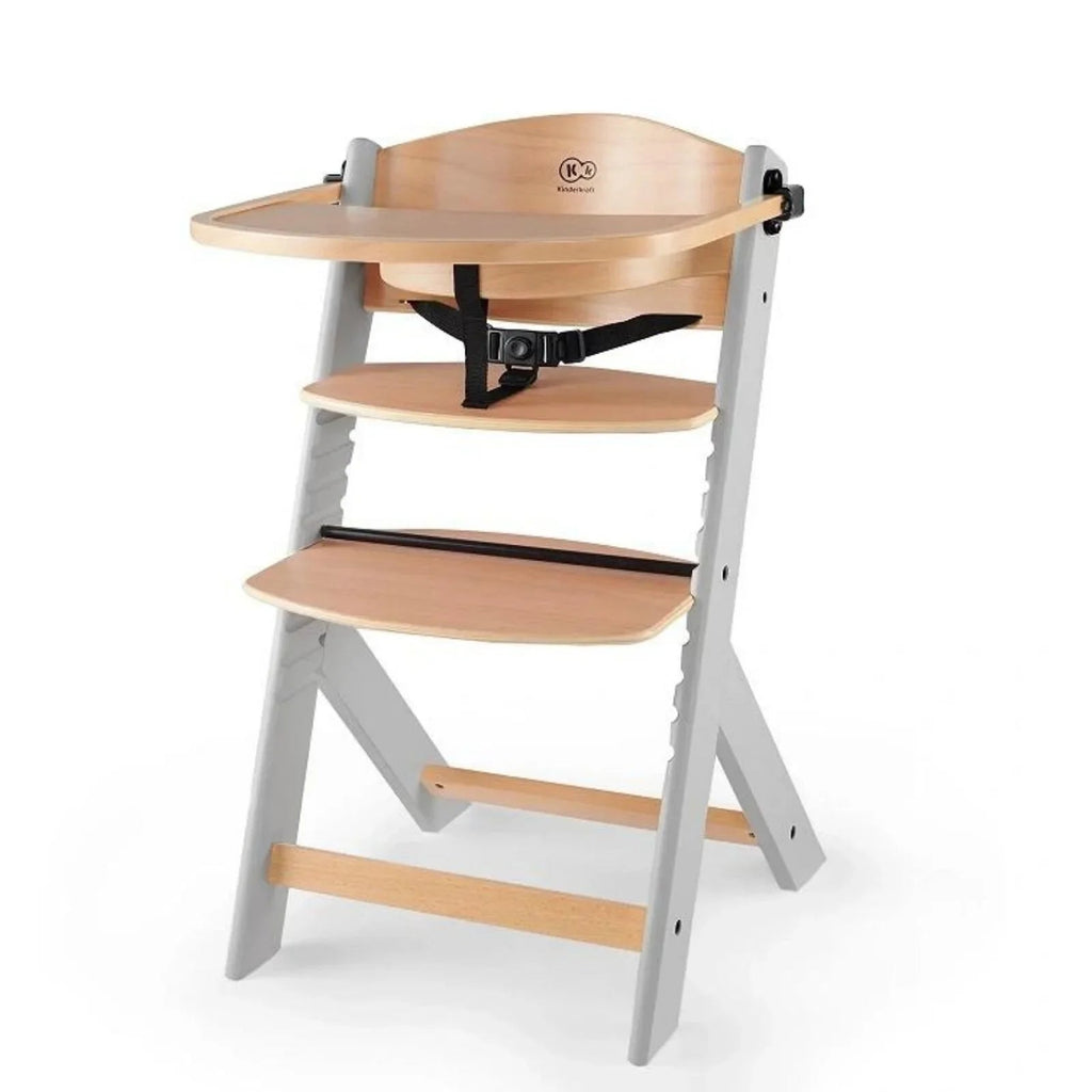 Kinderkraft Enock Wooden Highchair - Wooden / Grey - Baby&More
