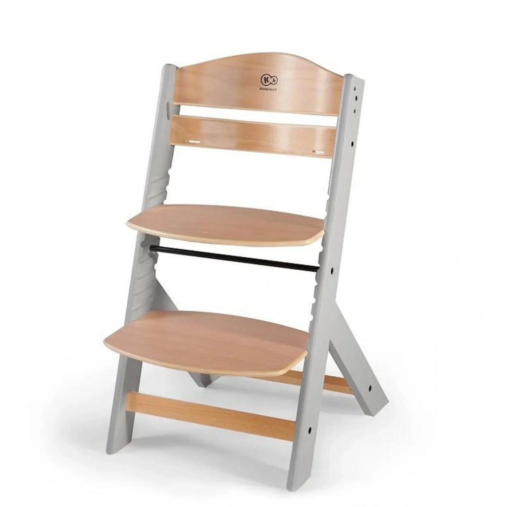 Kinderkraft Enock Wooden Highchair - Wooden / Grey - Baby&More