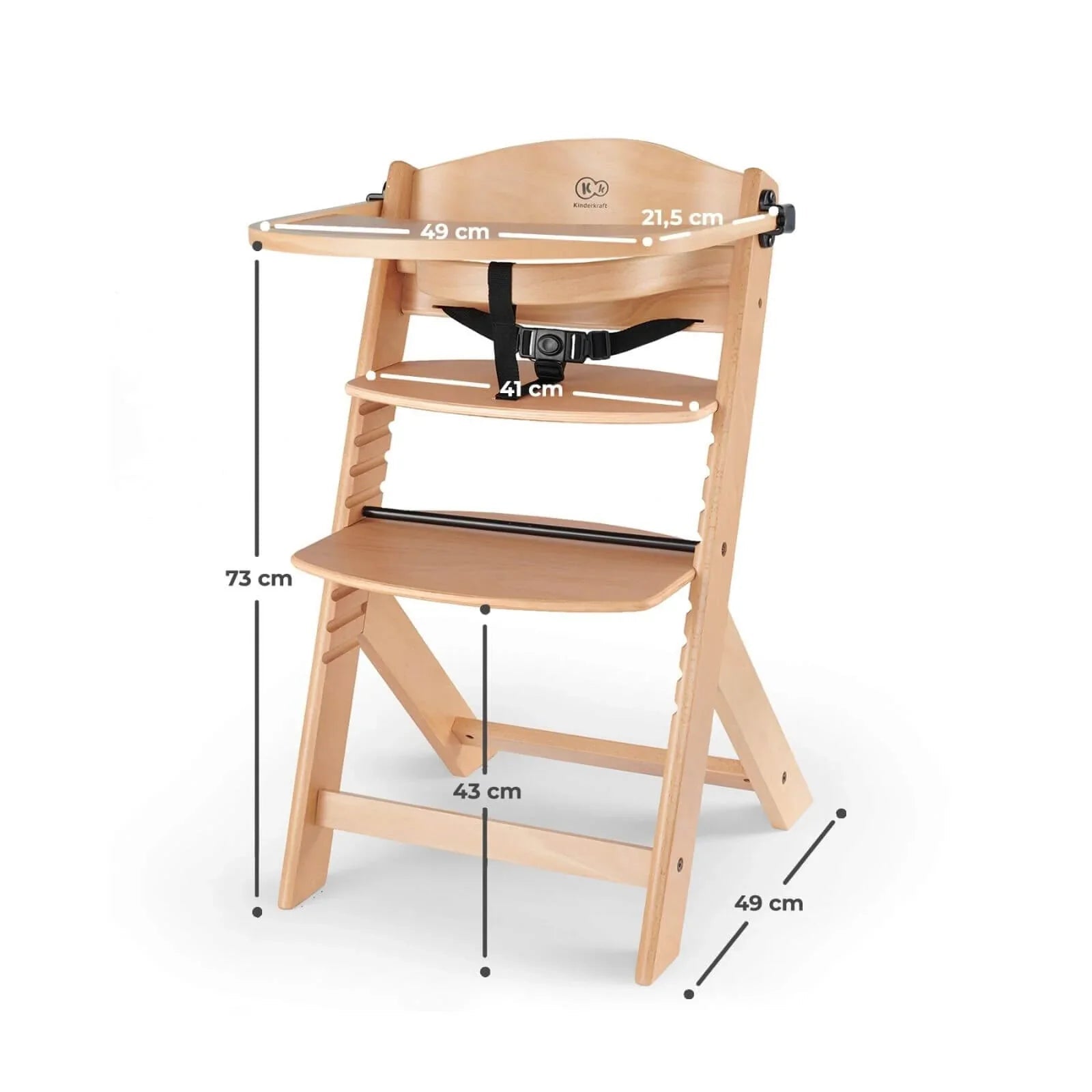 Kinderkraft Enock Wooden Highchair - Wooden Natural - Baby&More