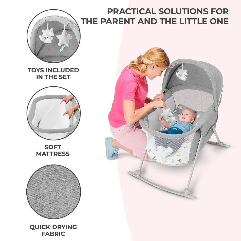 Kinderkraft LOVI 3 - in - 1 Baby Crib - Grey - Baby&More