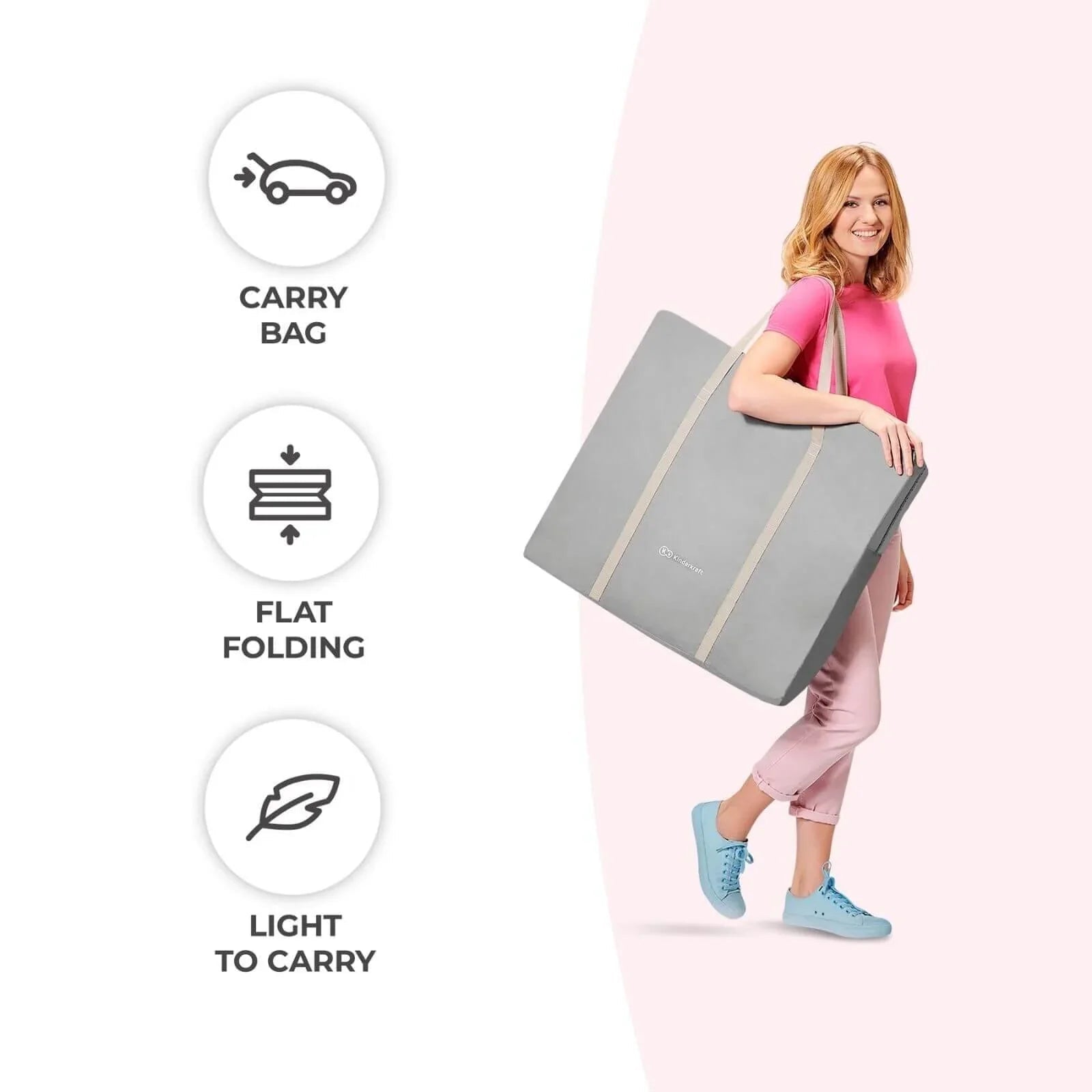 Kinderkraft LOVI 3 - in - 1 Baby Crib - Grey - Baby&More