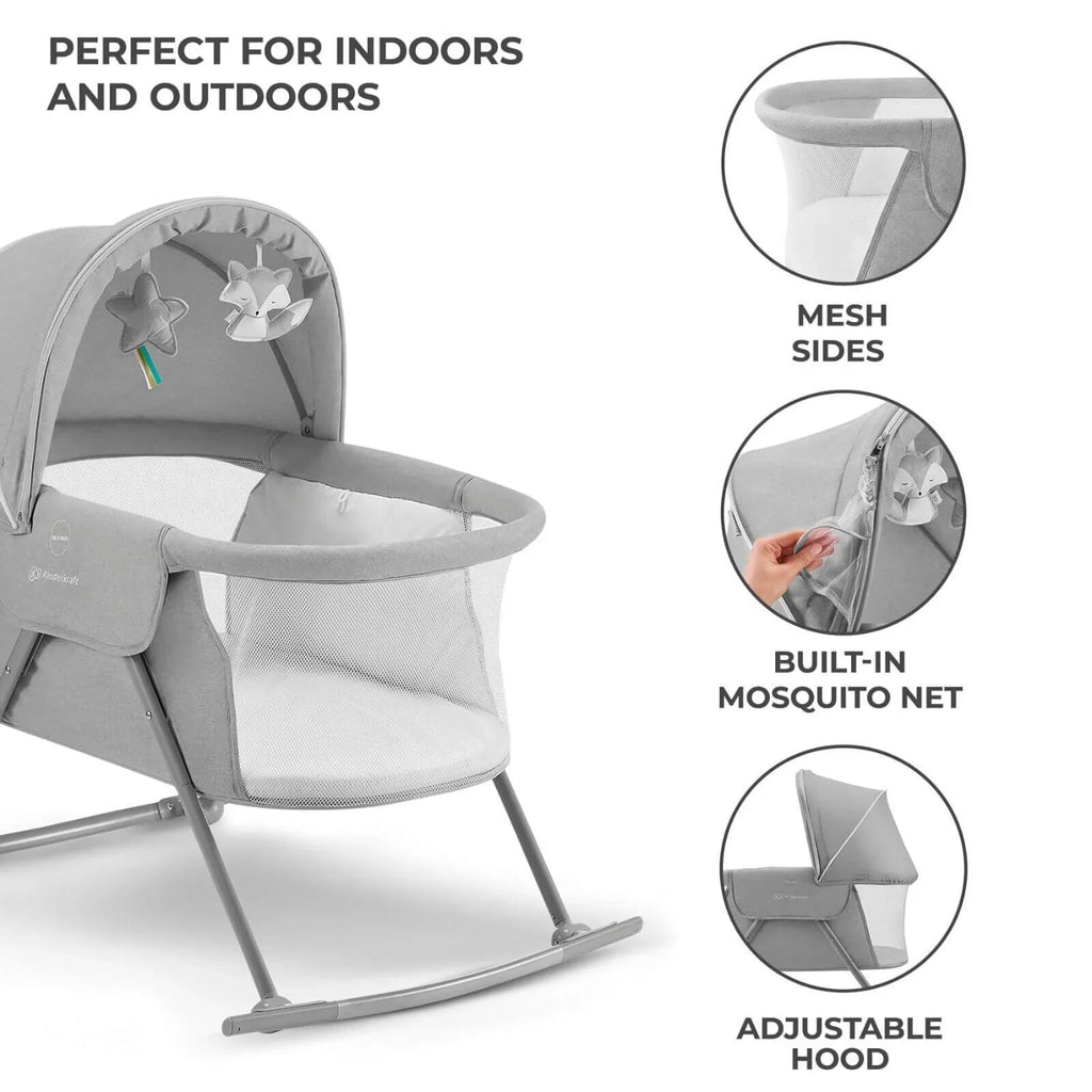 Kinderkraft LOVI 3 - in - 1 Baby Crib - Grey - Baby&More