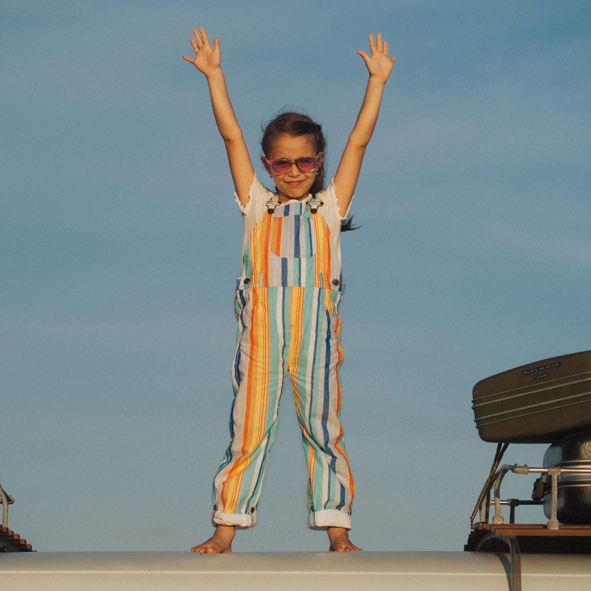 Dotty Dungarees Cotton Dungarees - Kingfisher