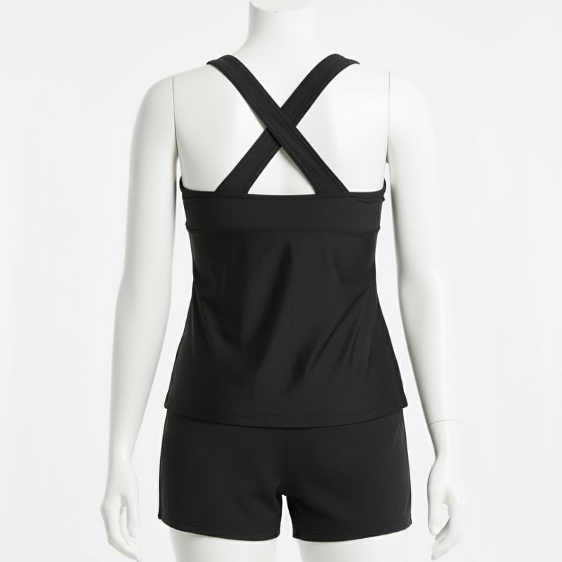 Kes-Vir Ladies Incontinence Tankini with Shorts Black Floral