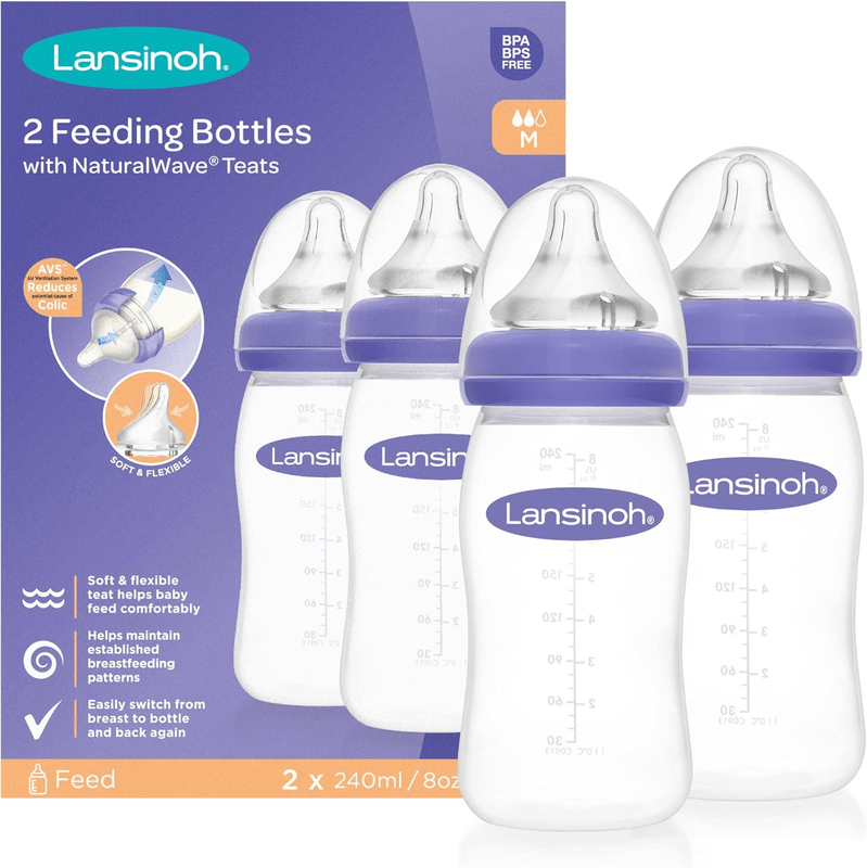 Lansinoh Baby Bottles NaturalWave Medium Flow Teat - 240ml - Pack of 2 - Baby&More