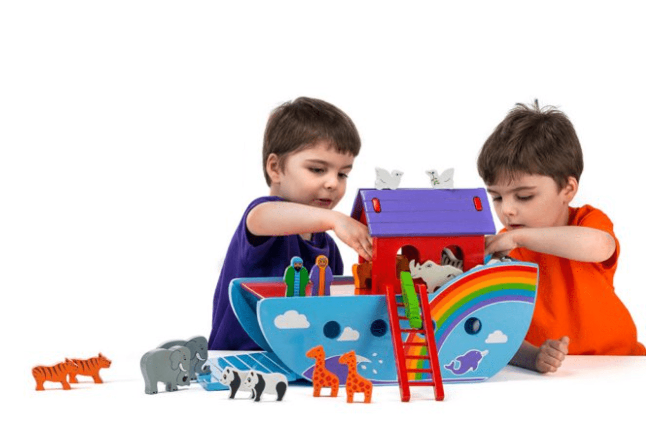 Large Rainbow Wooden Noah's Ark Playset - Baby&More