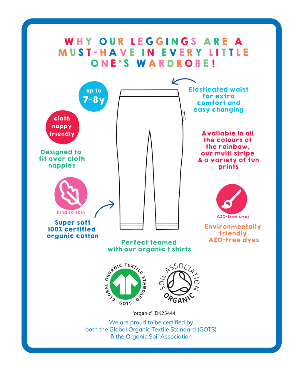 Toby Tiger Organic Leggings - Apple Print