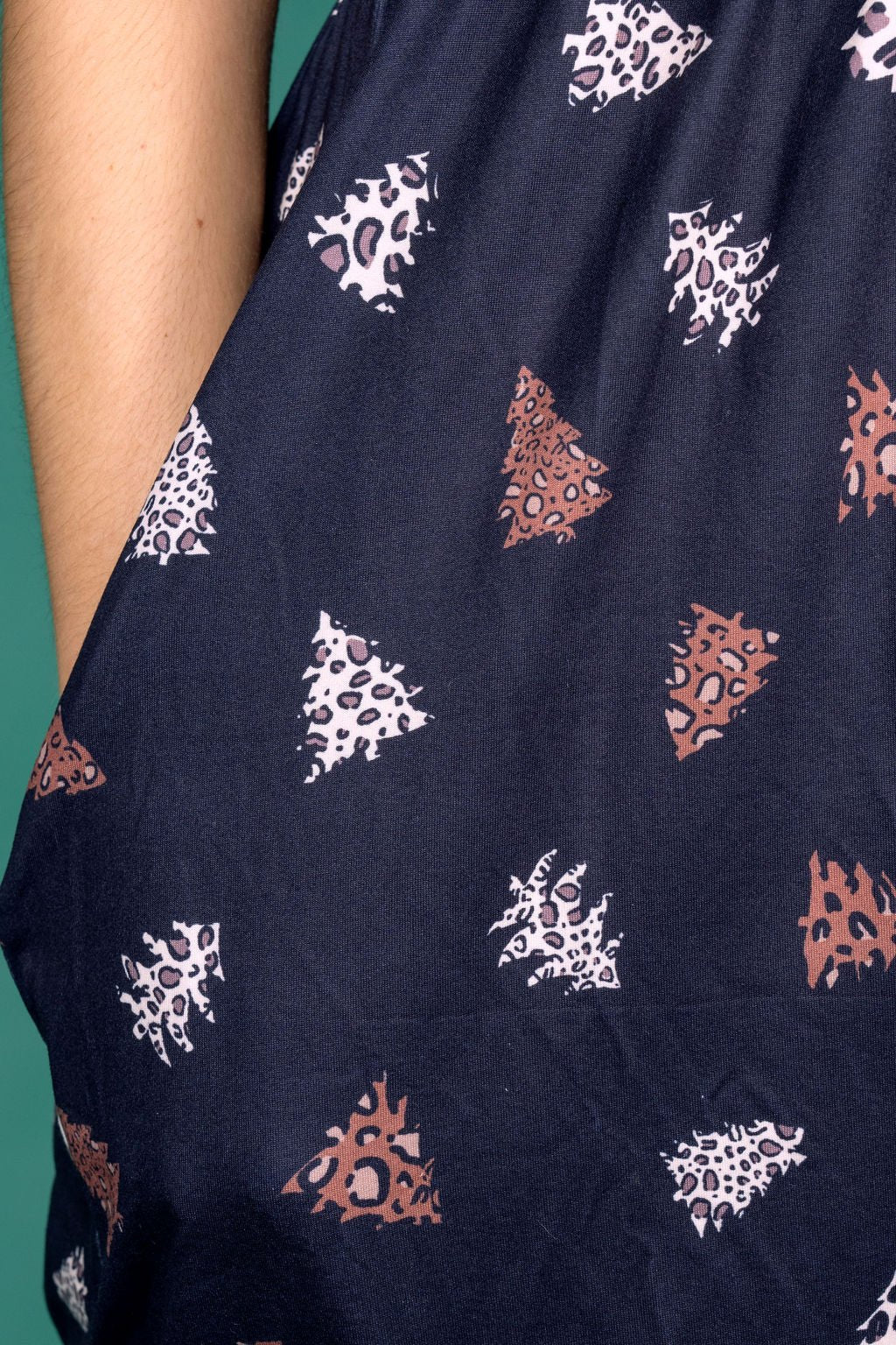 The Knee Length Breastfeeding Dress - Navy Christmas Tree
