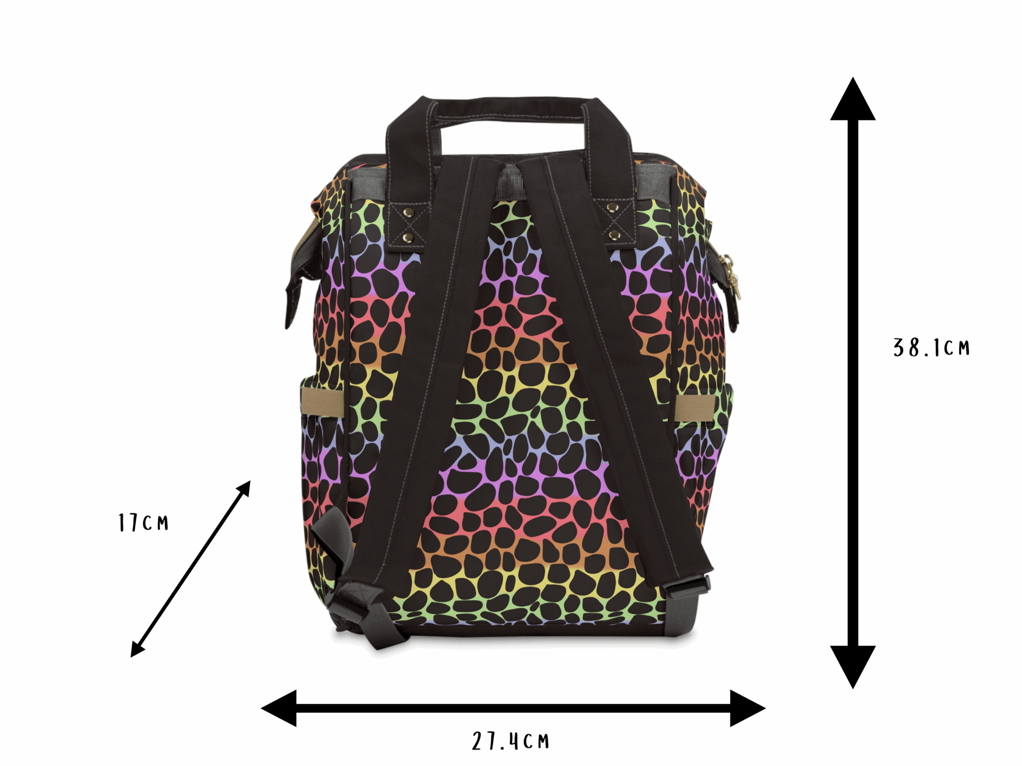 Green Cheeks Baby Changing Backpack - Rainbow Leopard Print