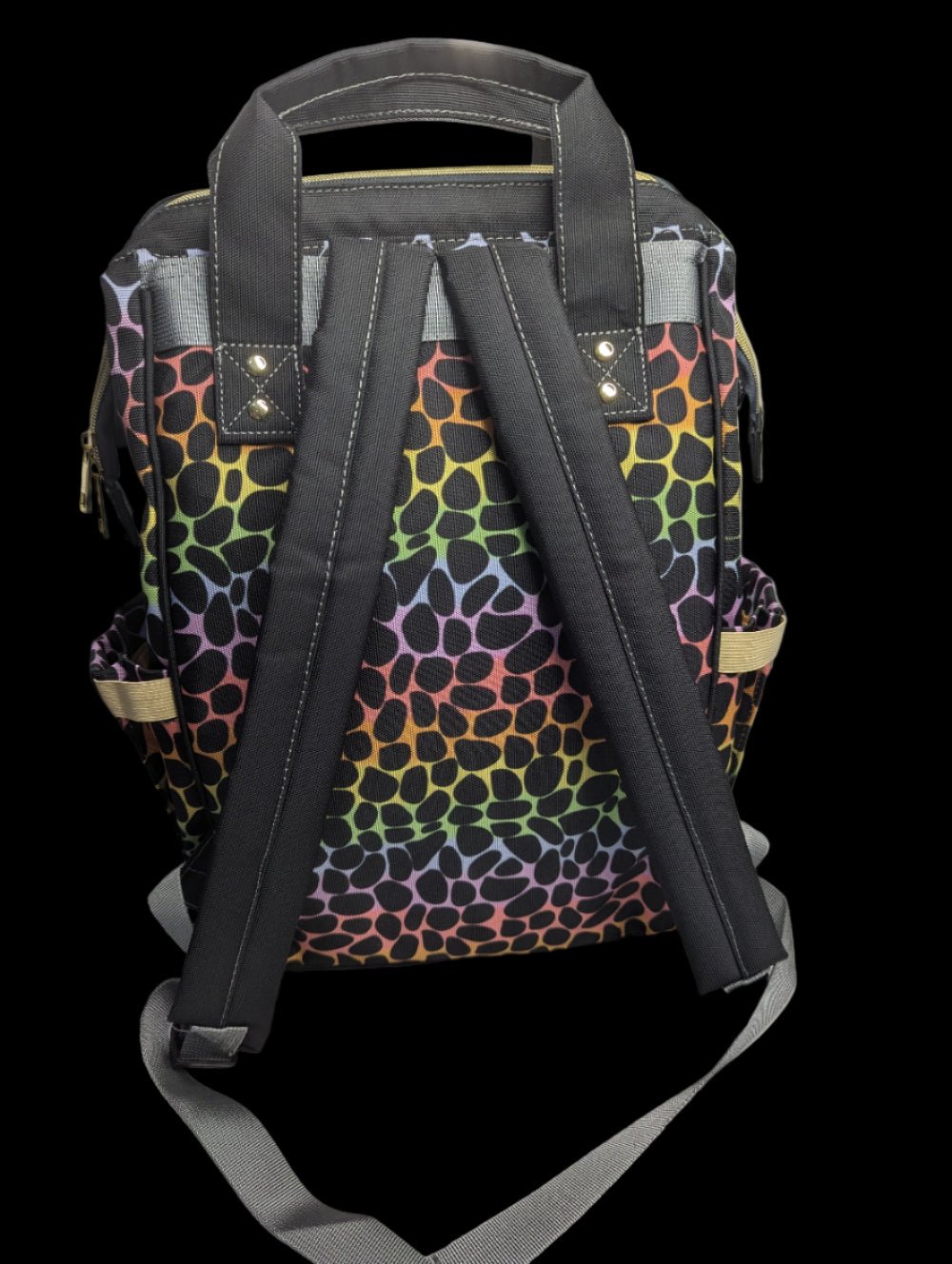 Green Cheeks Baby Changing Backpack - Rainbow Leopard Print