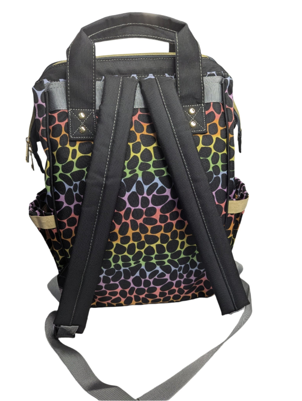 Green Cheeks Baby Changing Backpack - Rainbow Leopard Print
