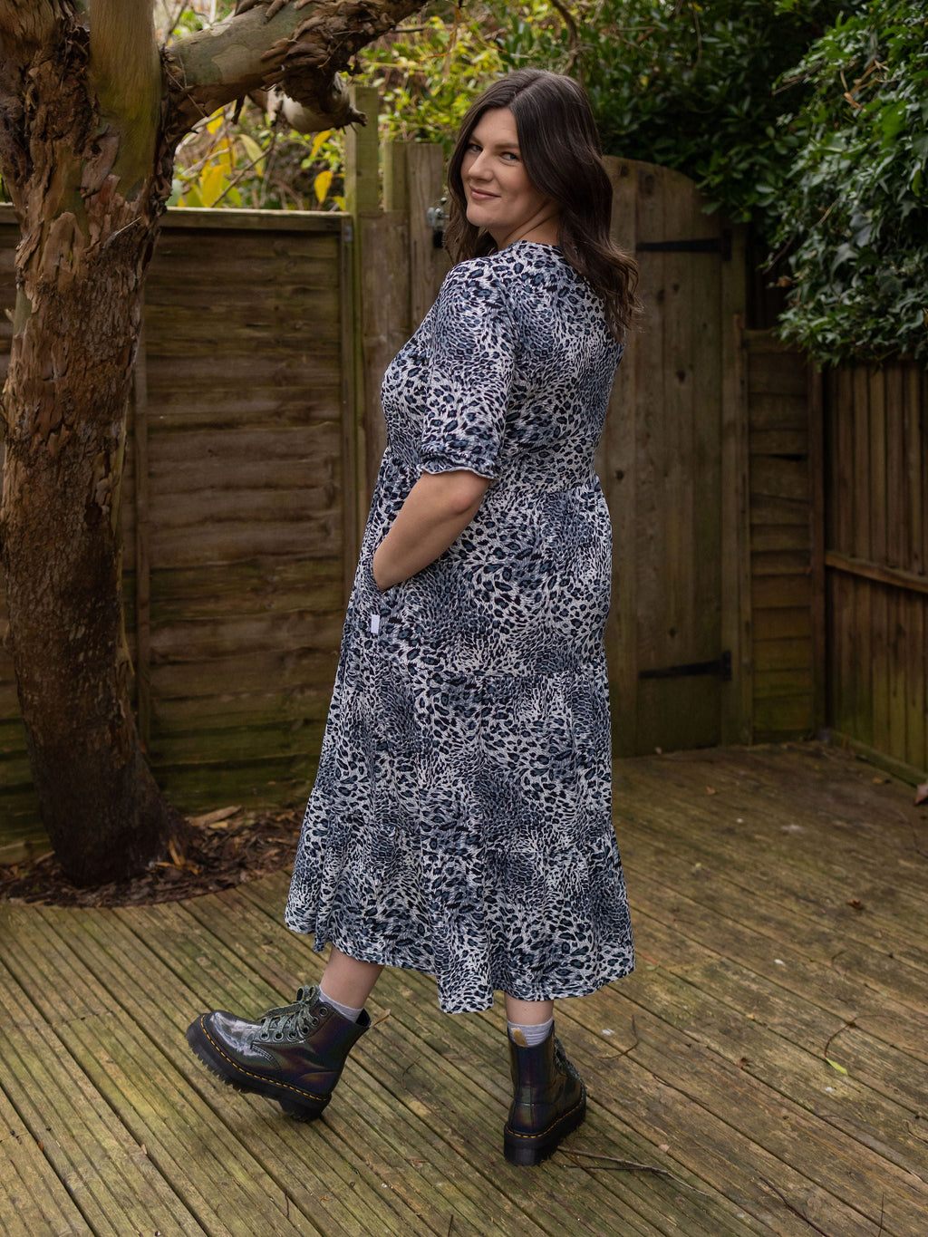 The Midi Breastfeeding Dress - Grey Leopard