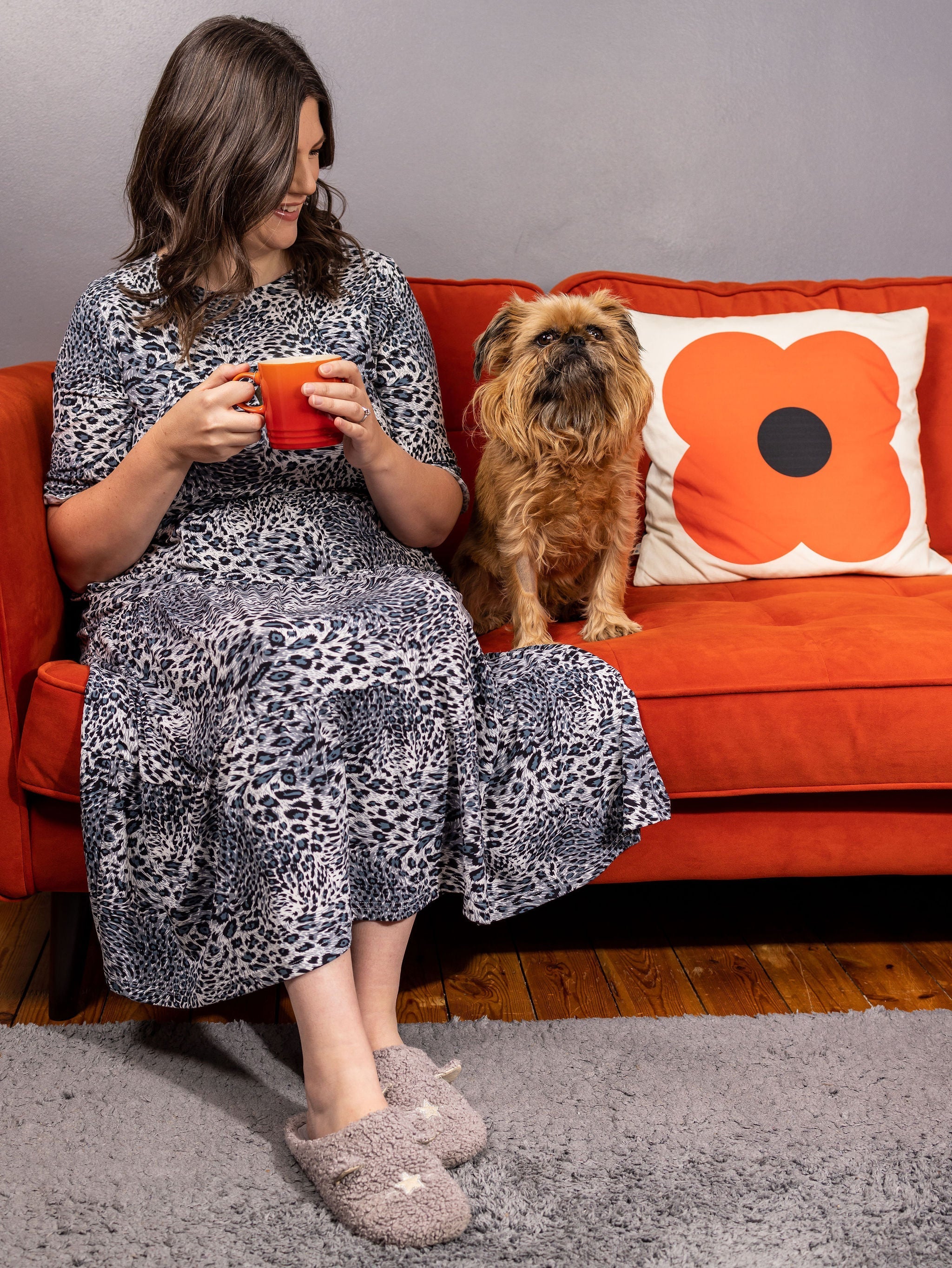 The Midi Breastfeeding Dress - Grey Leopard