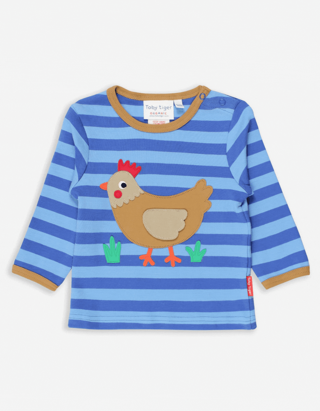 Toby Tiger Organic Applique Long-Sleeved T-Shirt -  Clucky Chicken with Flap