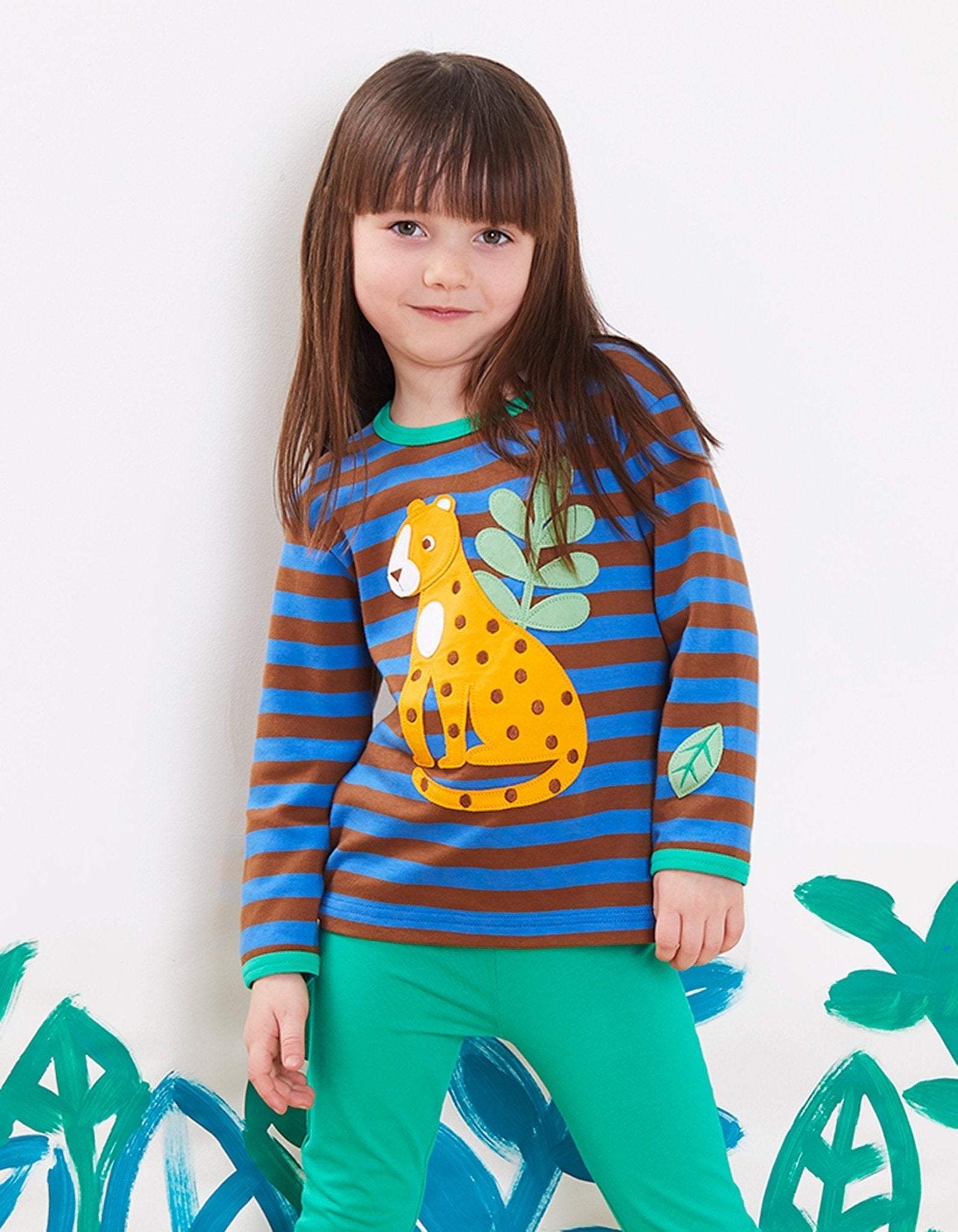 Toby Tiger Organic Applique Long-Sleeved T-Shirt - Born Free Leopard
