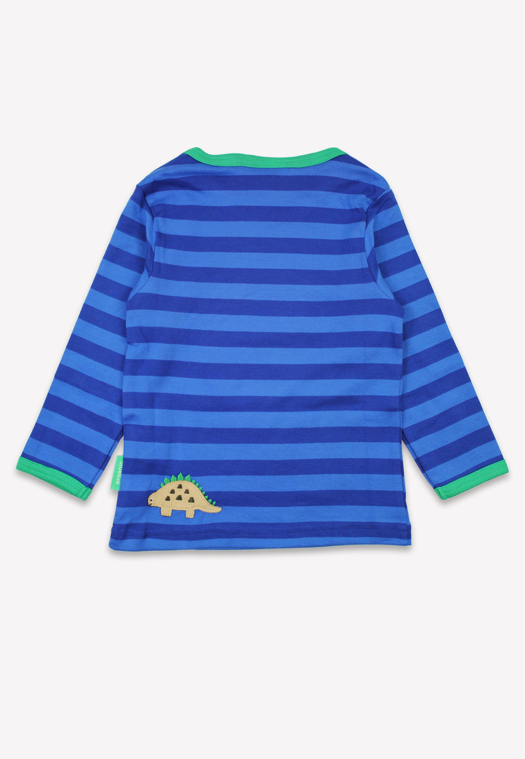 Toby Tiger Organic Applique Long-Sleeved T-Shirt - Blue Dinosaur