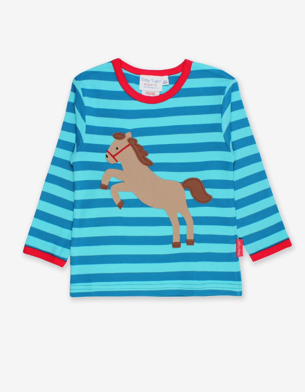 Toby Tiger Organic Applique Long-Sleeved T-Shirt - Jumping Horse