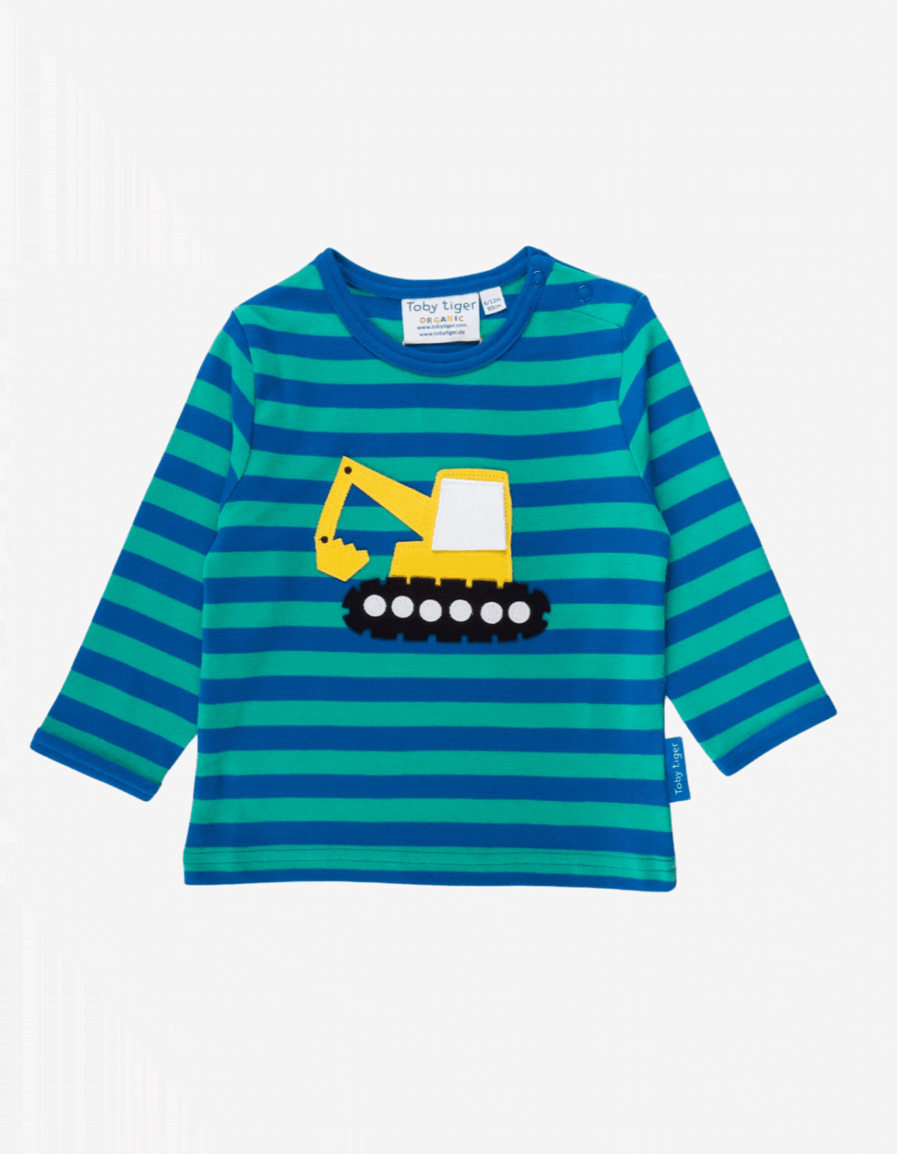 Toby Tiger Organic Applique Long-Sleeved T-Shirt - Digger with Flap