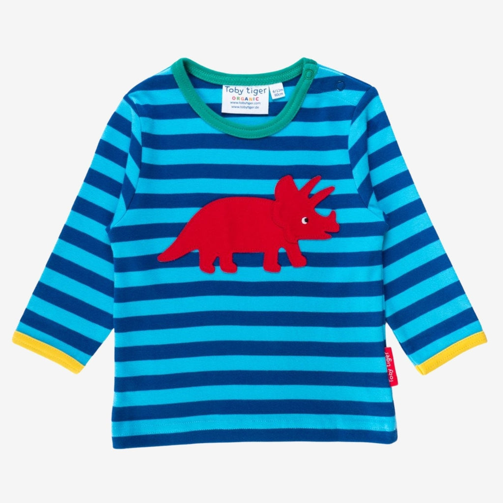 Toby Tiger Organic Applique Long-Sleeved T-Shirt - Triceratops