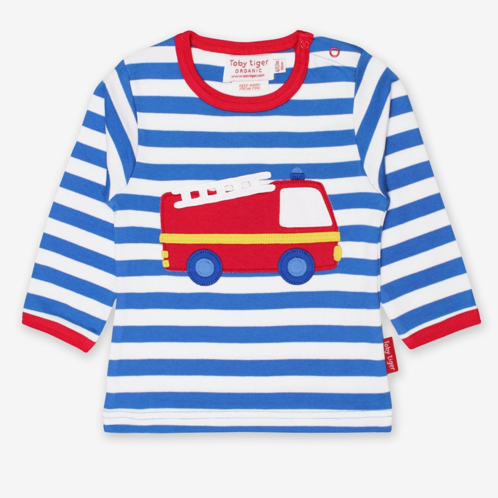 Toby Tiger Organic Applique Long-Sleeved T-Shirt - Fire Engine
