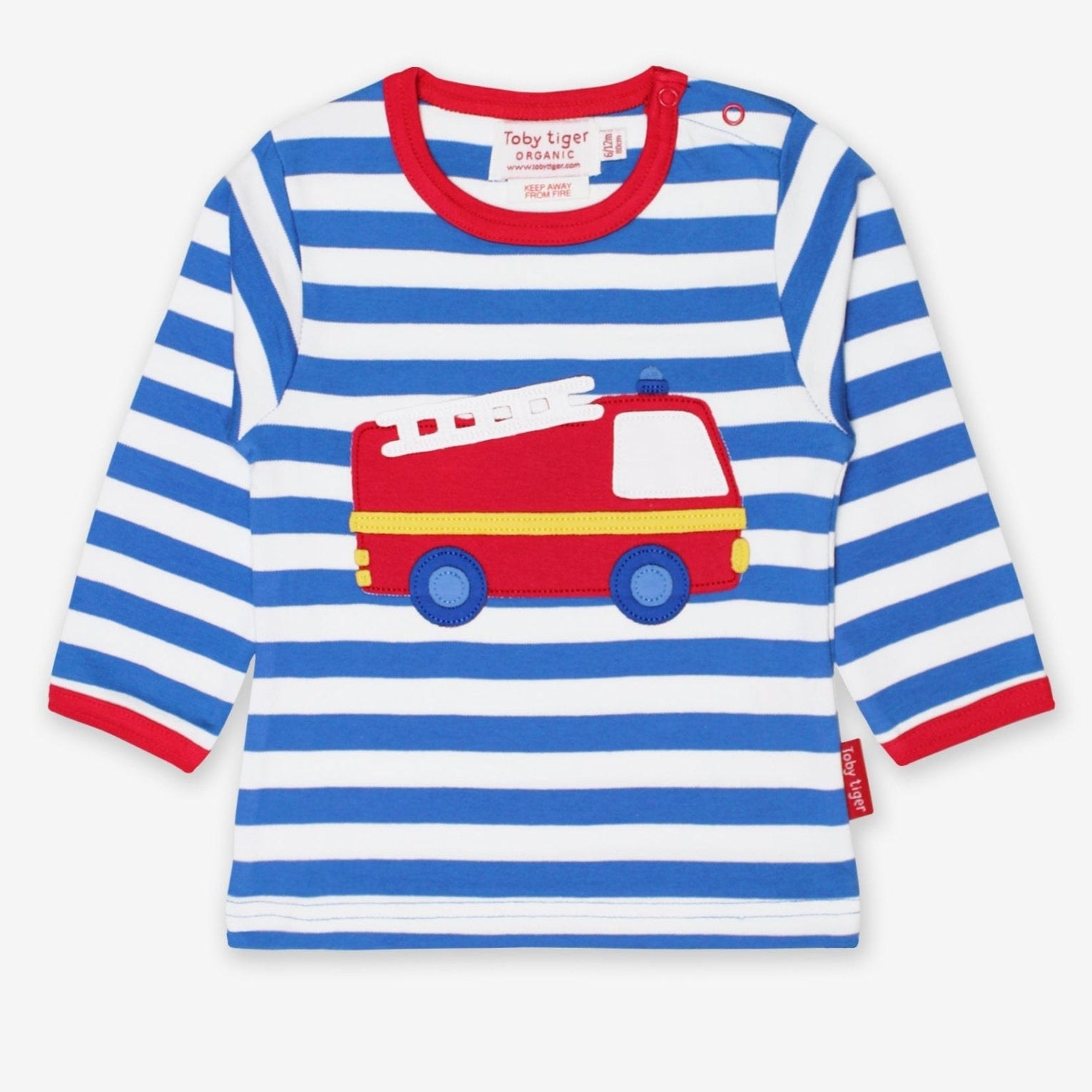 Toby Tiger Organic Applique Long-Sleeved T-Shirt - Fire Engine