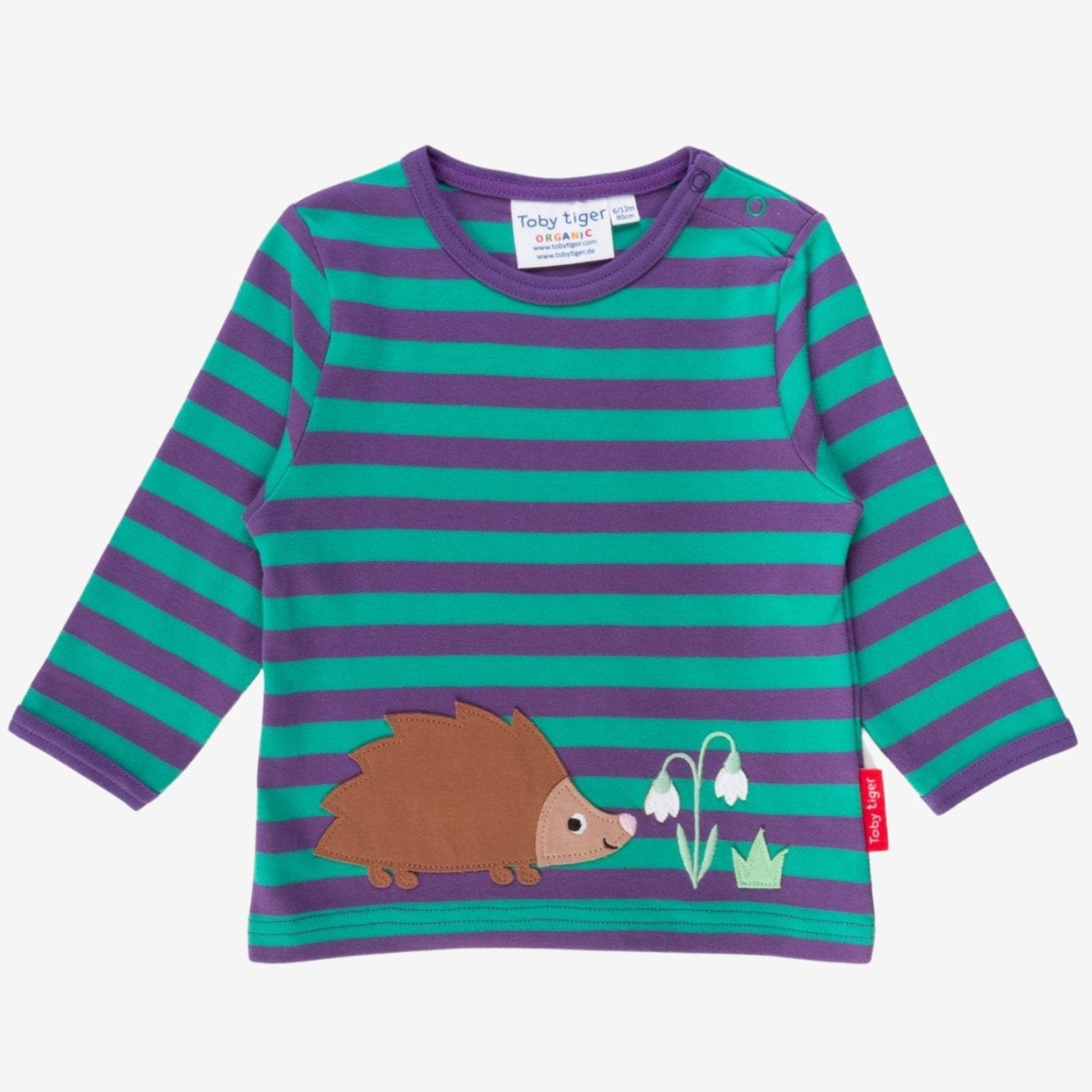 Toby Tiger Organic Applique Long-Sleeved T-Shirt - Hedgehog