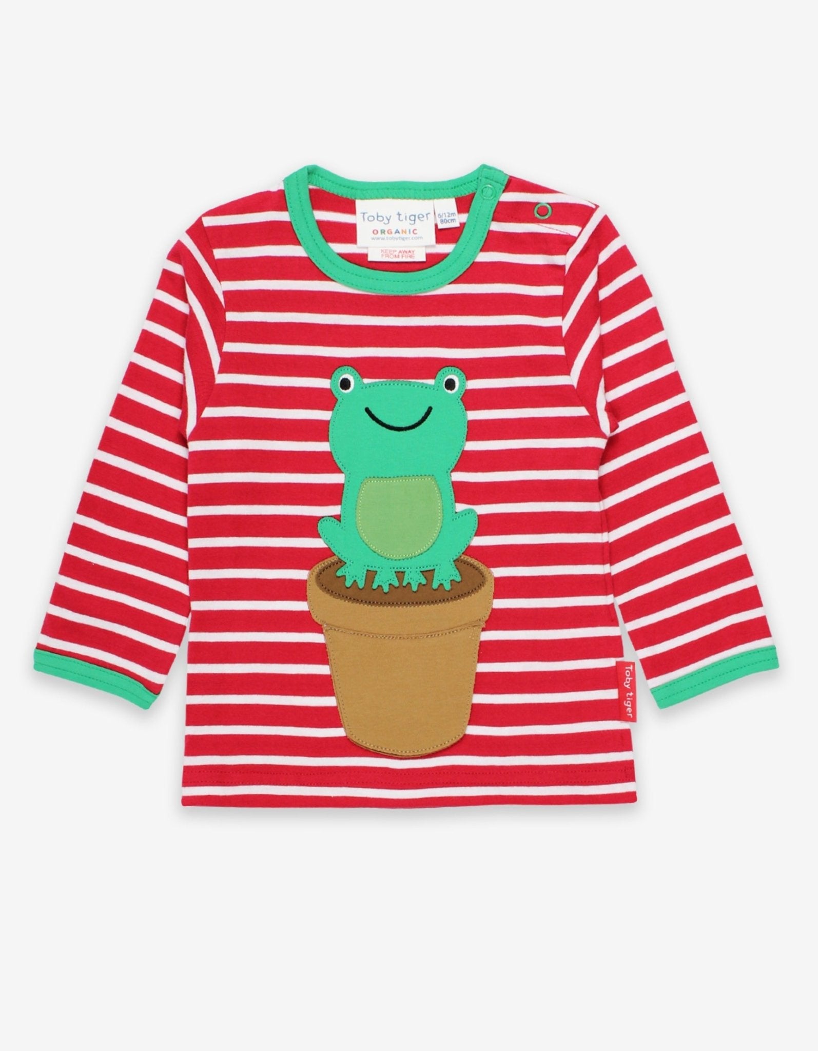 Toby Tiger Organic Applique Long-Sleeved T-Shirt - Frog