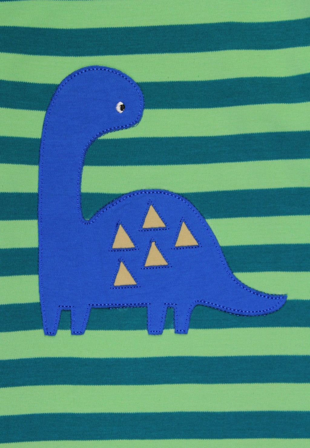Toby Tiger Organic Applique Long-Sleeved T-Shirt - Green Tonal Dinosaur