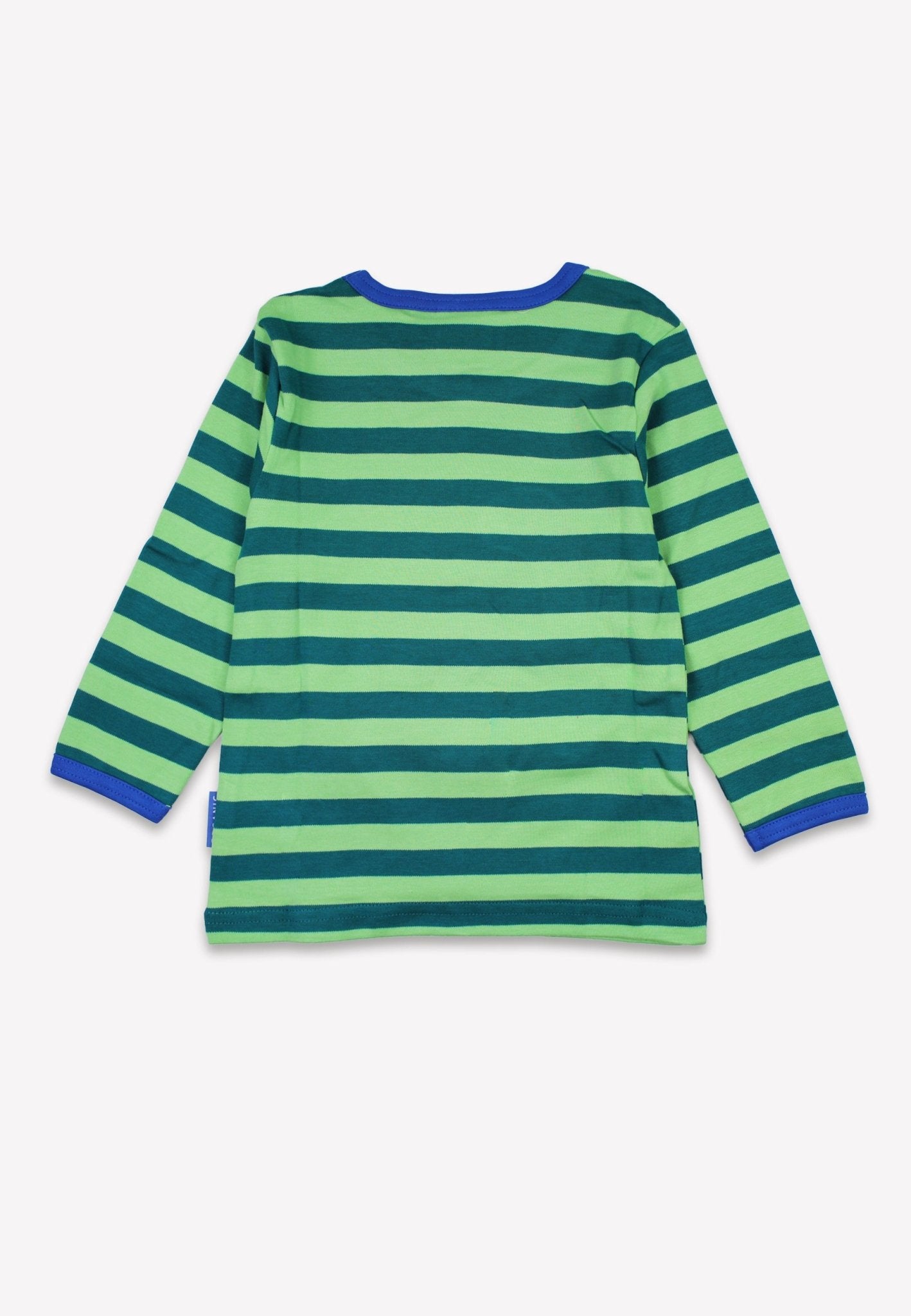 Toby Tiger Organic Applique Long-Sleeved T-Shirt - Green Tonal Dinosaur